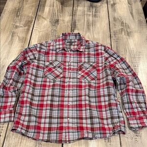 Old Navy Red and Gray Plaid Men's Shirt